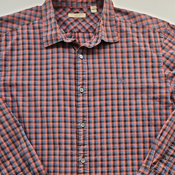Burberry Brit Red and Blue Checkered Casual Button Down Shirt - Picture 2 of 10